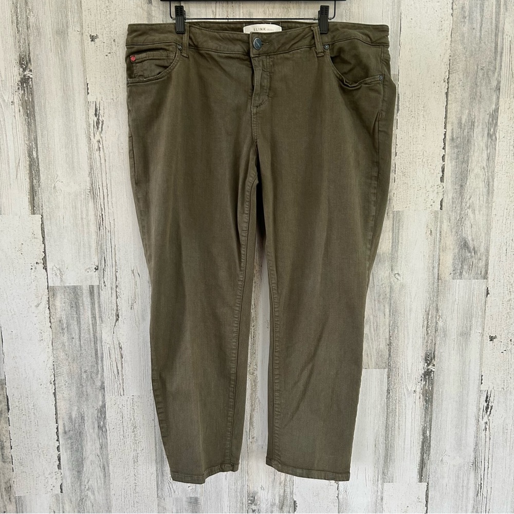 SLINK Olive Green Curvy Capri Jeans 18